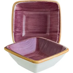 6x Bonna Aura Blackberry Moove Schälchen quadratisch 8x8,5cm 3cm tief Lila Creme Beerenton Porzellan ABBMOV10KS Bowl Snack Desser Geschirr