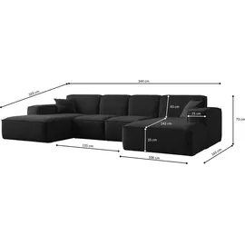kaiser möbel Ecksofa U-Form Siena mit Stoff Maloy Schwarz - Schwarz