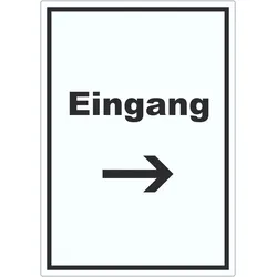 Eingang Aufkleber mit Text und Richtungspfeil rechts Zugang Eintritt hochkant A0 (841x1189mm)