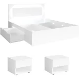 Feldmann-Wohnen Schlafzimmer-Set, Weiß, Holz, 2 Fächer, 4 Schubladen, Rechteckig,Rechteckig, 160x200 cm, Schlafzimmer, Betten