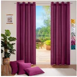 heimtexland ® Deko Vorhang Baumwolle Dekoschal Blickdicht Einfarbig Ösenschal Gardine Typ849 Beere HxB 225x140 cm