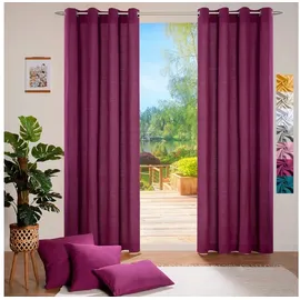 heimtexland Vorhang heimtexland ® Deko Vorhang Baumwolle Dekoschal Blickdicht Einfarbig (1 St), Ösen, blickdicht, Baumwoll-Gemisch, blickdicht lila 140 cm x 225 cm
