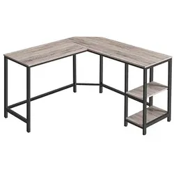 VASAGLE Schreibtisch greige L-Form, 8-Fuß-Gestell schwarz 88,0 / 138,0 x 49,0 cm