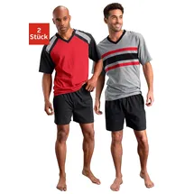 LE JOGGER Pyjama mit kontrastfarbigen Einsätzen Rot/Schwarz S