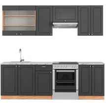 Vicco Küchenzeile Fame-Line 240 cm Anthrazit Landhaus/Goldkraft Eiche