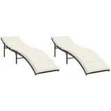 vidaXL Sonnenliegen 2 Stk. mit Auflagen Braun Poly Rattan