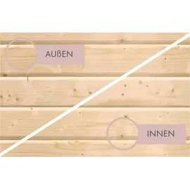 Karibu 38 mm Saunahaus Ares 3 Naturbelassen/Graualuminium ohne Ofen