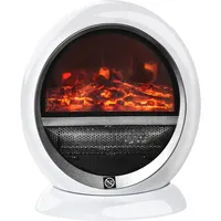 HOMCOM LED Elektrokamin mit Flammeneffekt 1500W Standkamin Kaminofen ABS-Kunststoff Weiß 30,5 x 18 x 35 cm