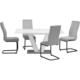 otto home »Elbach, TOPSELLER!, OTTOs Choice« Set, 5 Stk. tlg. ausziehbar 120-160 cm, Hochglanz, Tischgruppe Freischwinger