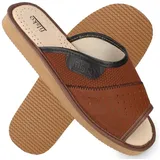 filsko Hartberg Herren Hausschuh (1 Paar, mit EVA Laufsohle) Memory-Foam beige|braun 48 EU
