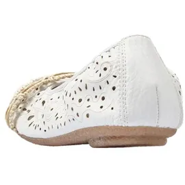 Rieker Ballerina RIEKER, Damen, Gr. 38 (5), weiß, Lederimitat, Schuhe Ballerina, Slipper, Flache Schuhe mit Rundum-Gummizug