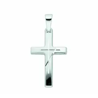 Kreuzkette ADELIA ́S "Halskette - 585 Weißgold Kreuzkette mit Kreuz Anhänger aus", silber, Halsketten, Damen, Gold Weißgold 585, Gold, Weißgold 585, Kreuzkette, Schmuckset mit bis 45 cm stufenlos verstellbarer 925 Silber Halskette