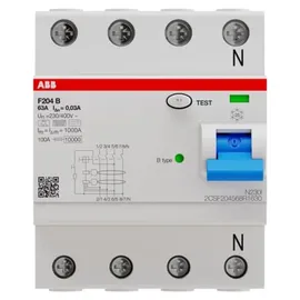 ABB Stotz S&J FI-Schutzschalter TypB 4P 63A,30mA,3kA,4TE F204B-63/0,03-4TE