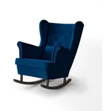 beautysofa SCHAUKELSTUHL Fabio dunkelblau mit Wenge Beinen