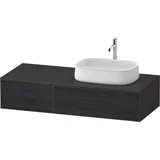 Duravit Zencha Konsolenwaschtischunterbau, 1300x550mm, 2 Auszüge, 1 Ausschnitt rechts, ZE4817016800000, Farbe: Front: Eiche schwarz