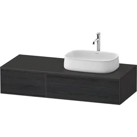 Duravit Zencha Konsolenwaschtischunterbau, 1300x550mm, 2 Auszüge, 1 Ausschnitt rechts, ZE4817016800000, Farbe: Front: Eiche schwarz