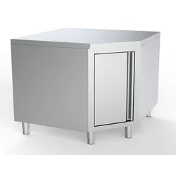 Chefgastro Arbeitstisch Edelstahl Ecke mit Tür 1000/1000 für 600mm Tisch BxTxH 1000/1000x600x850mm