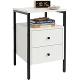 Relaxdays Nachtschrank 2 Schubladen 61 x 40 x 40 cm Weiß/Schwarz