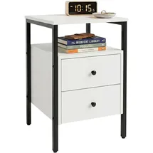 Relaxdays Nachtschrank 2 Schubladen 61 x 40 x 40 cm Weiß/Schwarz