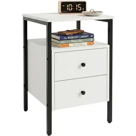 Relaxdays Nachtschrank 2 Schubladen 61 x 40 x 40 cm Weiß/Schwarz