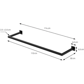 ML-Design Wandgarderobe Kleiderstange 3er Set 110 x 30 cm Schwarz
