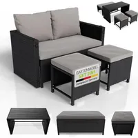 Juskys 2in1 Polyrattan Gartenmöbel Jamaika
