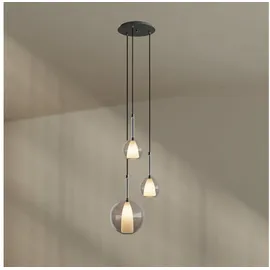 s.luce Belluna 3-flg. Ø 40 cm rund schwarz Glas