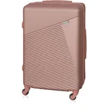 BETLEWSKI - Großer Koffer Hartschale - Reisekoffer mit 4 Rollen - Leicht Hartschalenkoffer ABS Rollkoffer mit Schloss - Modell Jupiter (Roségold, M)