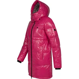 Ragwear Warmer Damen Wintermantel Shiny Steppmantel aus glänzendem Material mit Kapuze Roobie Long YOUMODO Fuchsia Gr. L (40), pink Obermaterial: 100% Nylon, Innenfutter: 100% Polyester, Wattierung: 100% Polyester, gerade ca.