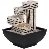 Uziqueif 4-stufiger Entspannungs Tischbrunnen, Zimmerbrunnen Zen Wasserbrunnen Wasserfall mit Beleuchtung, beruhigender Klang für Gelegenheiten Schlafzimmer Wohnzimmer Studie, Harz,13x13x18cm