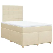 vidaXL Boxspringbett mit Matratze Creme 120x200 cm Stoff - Creme
