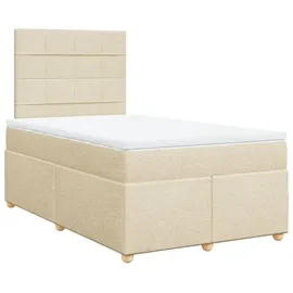 vidaXL Boxspringbett mit Matratze Creme 120x200 cm Stoff - Creme