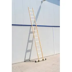 PROREGAL Sprossen-Anlegeleiter Holz mit Traverse 12 Sprossen