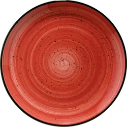 6x Bonna Aura Passion Gourmet flacher Teller rund 30cm 3cm hoch Rot Creme Porzellan APSGRM30DZ Speiseteller Tafel Geschirr
