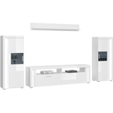 xonox.home kombinierbare Wohnzimmermöbel, Holzwerkstoff, weiß Hochglanz, ca. 351x202x46 cm)