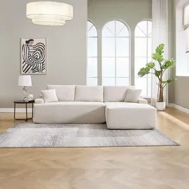 Juskys Eckcouch Cord 3-Sitzer Beige