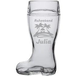 Bierstiefel 1,0l mit Gravur - Palmen & Strand