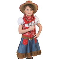Funny Fashion Cowboy-Kostüm Cowgirl Kostüm "Arizona" für Mädchen - Blau Rot, Wild West Cowboykostüm für Kinder 152