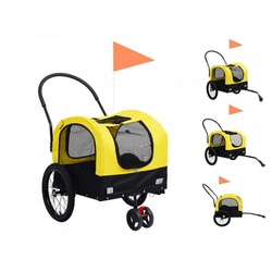 vidaXL Hunde-Transportbox 2-in-1 Tier-Fahrradanhänger und Jogger Gelb und Schwarz gelb