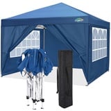 COBIZI Pavillon 3x3, Faltpavillon 3x3 Wasserdicht Stabil Winterfest|8X Heringe|4X Windseil|UV-Schutz 50+|Hoch Dichte Plane|Pop up Pavillon Klappbar 3x3m Zelt 3x3 Partyzelt(Blau)