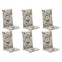 GO-DE Stuhlauflagen Hochlehner 6er Set XIMULI, Creme Blau -