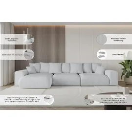 altdecor Ecksofa Cord mit Schlaffunktion 2-Sitzer Dunkelgrau
