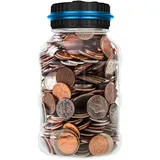 Teksome Spardose mit Zählfunktion, Münzzähler für Papiergeld und Geldbank – große 1,8 l transparente Digitalbank mit LCD-Bildschirm, hält über 800 Stück