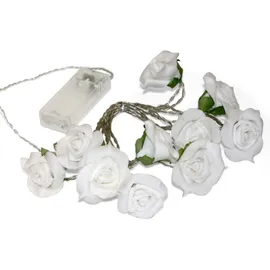 Hellum LED Lichterkette mit weißen Rosen 2,3 m Warmweiß