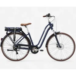 E-Bike City-Bike 28 Zoll Elops 900E niedriger Einstieg dunkelblau blau S/M