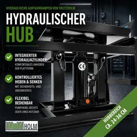 Trutzholm Auffahrrampe Stahl 115x34x43 cm schwarz höhenverstellbar 24-36 cm 2000 kg