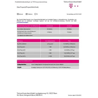 Telekom Magenta Mobil Data Prepaid-Karte ohne Vertragsbindung