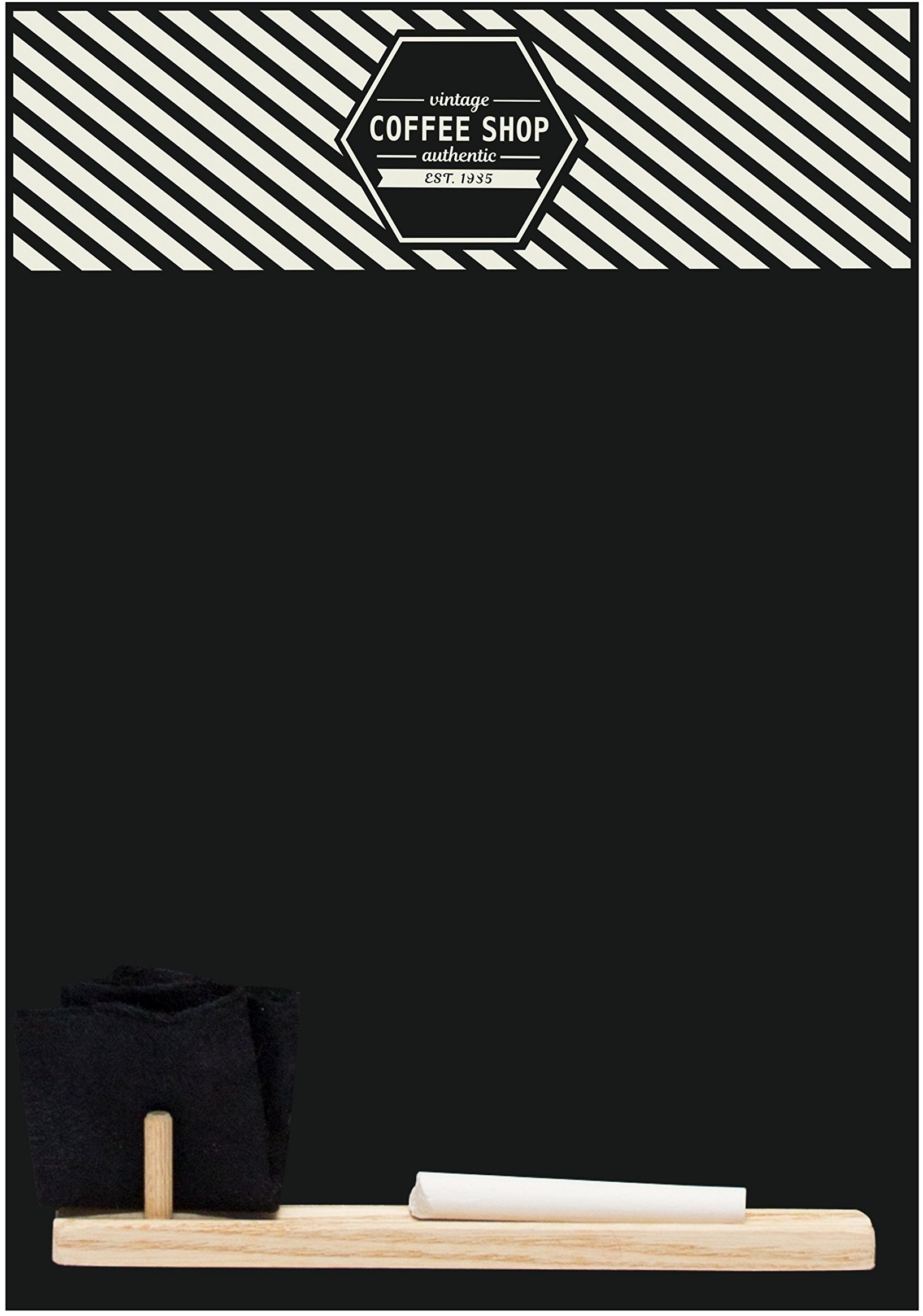 Kreidetafeln UK Vintage Coffee Shop 'Kleine Memo Kreidetafel/Tafel/Küche Board mit Tablett, Kreide und Filz Radiergummi. Booth Design Range., Holz, schwarz, 29,7 x 20,7 x 1 cm