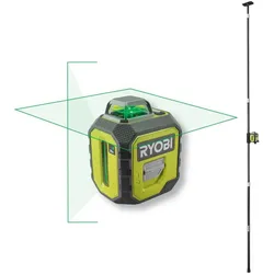 Ryobi 360° Laser mit Teleskopstange, grüner Laser mit 25 m Reichweite, batteriebetrieben, RB360GLL-K