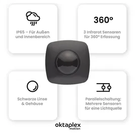 oktaplex motion Oktaplex Präsenzmelder Außen Anthrazit Bewegungsmelder IP65 230V